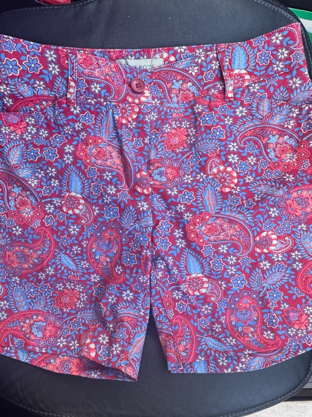 Talbots petite 2P, Bright pink and purple Paisley print EUC
